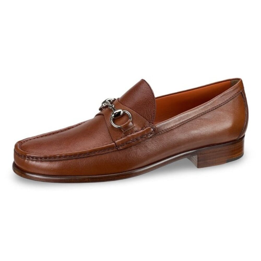 NEW PETER HUBER Men’s Ring Bit Loafer – Cognac Leather (US 10.5D)
